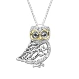 XPY Sterling Silver and 14k Yellow Gold Owl and Diamond Pendant Necklace, 18 417rKnUPC8L. SL160 XPY Sterling Silver and 14k Yellow Gold Owl and Diamond Pendant Necklace, 18