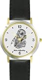 Cocker Spaniel - Adult (SC) Dog - WATCHBUDDY&reg; DESIGNER DELUXE TWO-TONE THEME WATCH - Arabic Numbers-EVENING TWILIGHT STYLE - Gray Dial with Black Leather Strap-Women's Size-Small