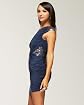 One Shoulder Sequin Drape Dress - bebe Addiction Product Image