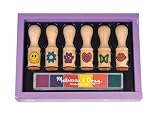 Melissa & Doug Deluxe Wooden Happy Handle Stamp Set