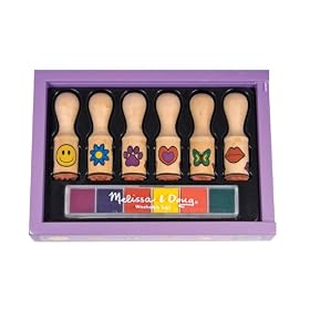 Melissa & Doug Deluxe Wooden Happy Handle Stamp Set