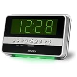 Jensen JRC-275 AM/FM Dual Alarm Clock Radio with Wave Sensor (Silver)