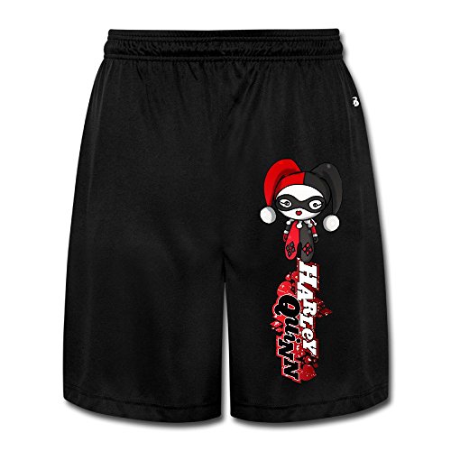 Runy Men's Harley Quinn Slim Sports Jogging Shorts With Pocket Black