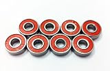 ABEC 9 Bearings Skateboard Deck Longboard Red Silver 1 set of 8 (101005003128)