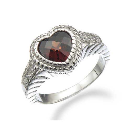 Deals 2CT Dark Chocolate Champagne CZ Heart Ring In Sterling Silver (Available in Sizes 5-9)