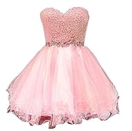Sweetheart Floral Print Tulle Applique Lace  Homecoming Dress  With Rhinestones