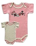 Pixel Organics 100% Certified Organic Cotton 2-Pack Bodysuit in "Blush" 12 to 18 month with Wall Paper Graphic