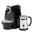 Nespresso Essenza Auto by Krups XN2120AP Coffee Machine Bundle with Aeroccino, Black