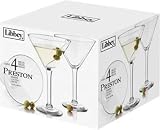 Libbey 10-Ounce Preston Martini Glass, Clear, 4-Piece