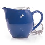 HuesNBrews Infuser 40 Ounce Ocean Blue Teapot, 1 Pack