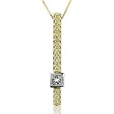 18k Gold Whit and Yellow Diamond Princess Cut Pendant Necklace (GH, SI, 0.53 carat)