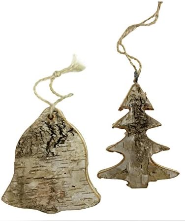Rustic Birch Wood Christmas Tree Ornaments, Set of 2