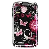 Hard Snap on Plastic BLACK With PINK BUTTERFLY Design Sleeve Faceplate Cove ....