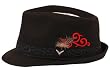 Fender Custom Shop "Dia de los Muertos" Fedora Black Cotton Low Profile Trilby with Day of the Dead Skull