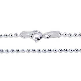 1mm Sterling Silver Italian Round Ball Bead Chain Gauge 100 (16", 18"): Jewelry