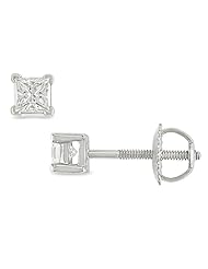 Platinum 1/2ct Solitaire Princess Cut Stud Earring