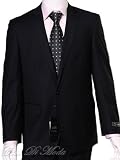 Chianti One Button Double vented Solid blue navy Man-Made Fiber Suit 40R - Get A FREE Designer Silk Tie ~1 Button Limited Edition