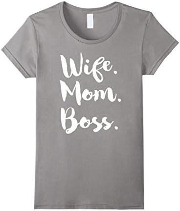 Women's Wife Mom Boss T Shirt  Medium Slate