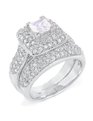 Sterling Silver Cubic Zirconia Cz Victorian Wedding Engagement Ring Set Sz 6 by 