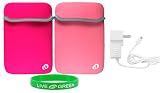 Non-OEM Amazon Kindle 2 Neoprene Sleeve Case with Car and Home Charger - Logo Reversible Pink Magenta