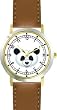 Giant Panda Bear Head (Black Nose) - Bear - JP Animal - WATCHBUDDY&reg; DELUXE TWO-TONE THEME WATCH - Arabic Numbers - Brown Leather Strap-Size-Large ( Men's Size or Jumbo Women's Size )
