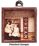 Memory Frame Photo Charm Kit Hinged Metal Frame + 2 Glass Inserts 1 1/2 Antiqued Copper