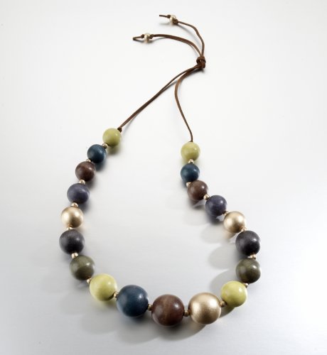 Graduated Multicolour Bead Wood Necklace