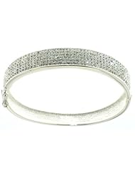 Sterling Silver Bangle with Crystal Pave