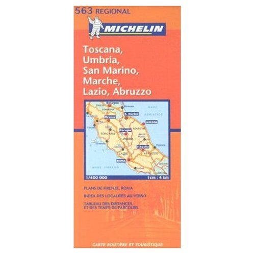 City Travel Guides Discounted  Books : Michelin Road Map No. 563 Toscana - Umbria - Lazio - Marche - Abruzzo (Italy)
