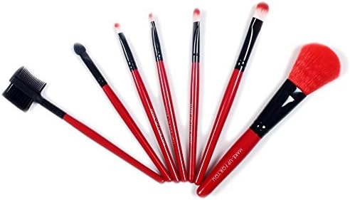 Supersaving360 7Pcs Professional Travel Cosmetic Makeup Make Up Brushes Set with Pouch Bag Case Red