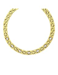 18K Gold Yellow Weave 13.5mm Blank Necklace 16.5 Inch