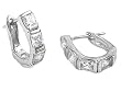 Sterling Silver Huggie Hoop Earrings with Clear CZ - 4mm x 15mm