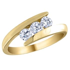 Three Stone Diamond Anniversary Ring 1/2 Carat (ctw) in 14K Yellow Gold