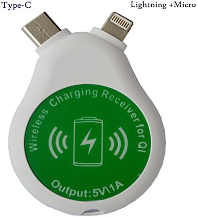 3 in 1 Qi Wireless Charging Receiver for Iphone Android Windows All Devices, Mobile Tablet with Lightning ,Micro or Type-C USB