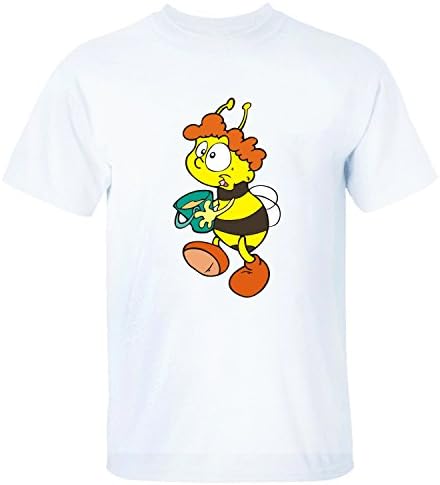 BESTF Men's Biene Mit Honig Cartoon Cotton T-Shirt white L