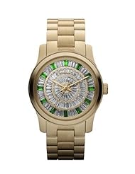 Michael Kors MK5730 Mid Size Green Glitz Gold Tone Watch