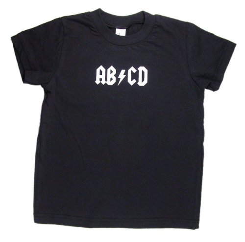 ABCD – Retro Rock n Roll Kids T-Shirt, 100% Cotton, Black, Size 4T