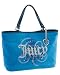 Juicy Couture Velour Jeweled Heart Charm Shopper Bag Purse Tote Heather Cyan Blue