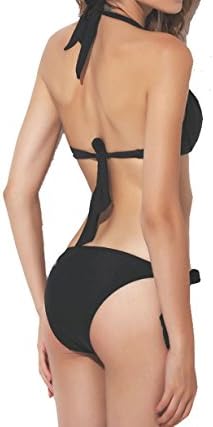 Lolli Womens Girls Sexy Padded Push up Straps Bikini Swimwear (L/XL, Black)