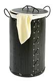 Wenko 17756100 Laundry bin, Bamboo, black