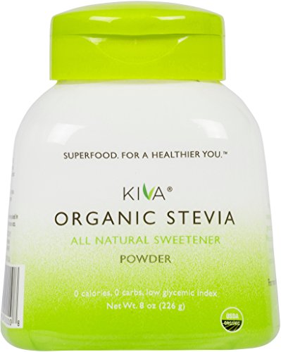 Kiva Organic Stevia Powder (Natural Sweetener) - Non-GMO, Vegan, Zero-Calories- (Sugar Free, NO AFTERTASTE and GROWN IN USA), 8-Ounce