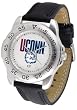 Connecticut Huskies - UConn Suntime Mens Sports Watch w/ Leather Band - NCAA College Athletics