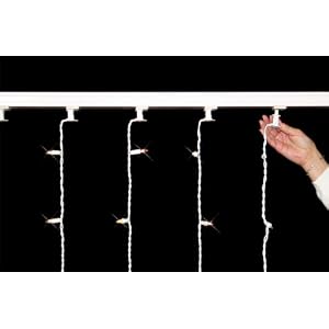 25ct Warm White LED Wide Angle Christmas Light Set 4 Light Curtain - White Wire by 