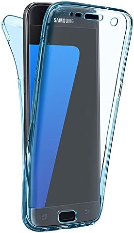 Ourdevice 360° Full Protective Case Shockproof TPU Gel Transparent Clear Cover For Galaxy S7 case (Transparent Blue)