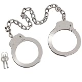Silver Steel Chain Double Lock Leg Cuffs With Spare Key