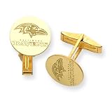 14K Baltimore Ravens Logo w/Name Disc Cuff Links