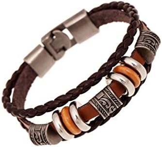 Handmade Brown Leather Braided Multi-Strand Bracelet (Tidal Wave)