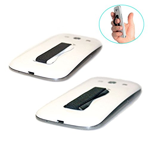 VONOTO Finger strap for phones & small tablets - Strong strap. Comfortable base - Fits iPhone, Galaxy, iPad & more - hold phone with one finger (Black+White)