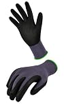 G & F 1520 Seamless Knit Nylon Nitrile Form Coated Work Gloves, Black, Size Medium, 3 Pair Pack