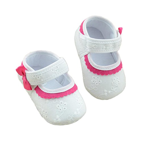 DZT1968® Baby Girl White Soft Sole Mary Jane Shoes Prewalker Sneakers (0~6 Months)